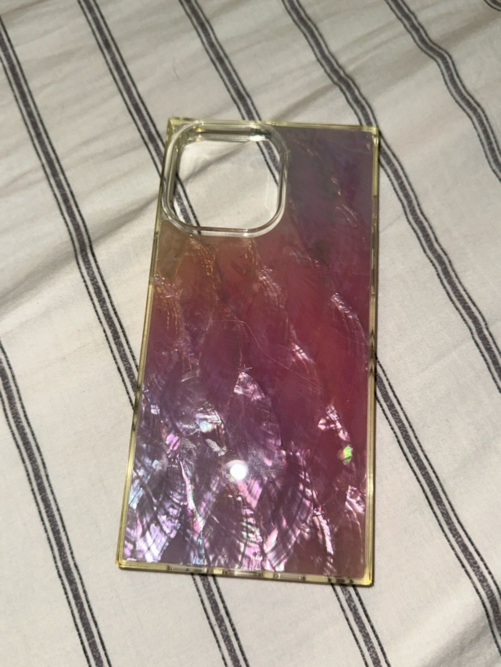 Square Iridescent Pink purple iPhone 14 Pro Max case